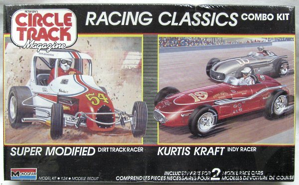 Monogram 1/24 Racing Classics Dirt Racer and Indy Car - Super Modified Dirt Track Racer and Kurtis Kraft Indy Racer (Peterson's Circle Track Magazine Issue), 6146 plastic model kit